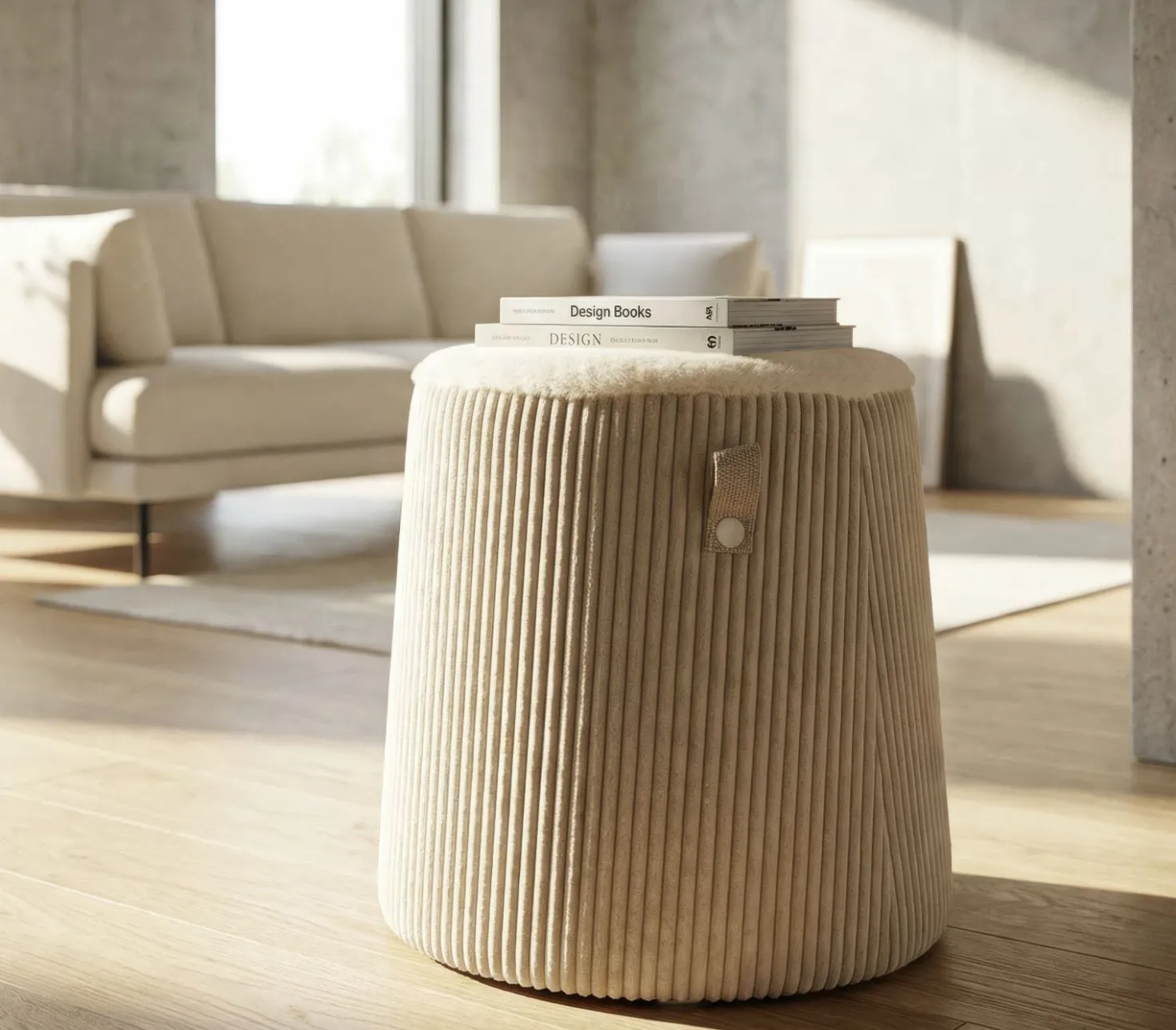 Pouf conique Dublin Tissu doux Beige