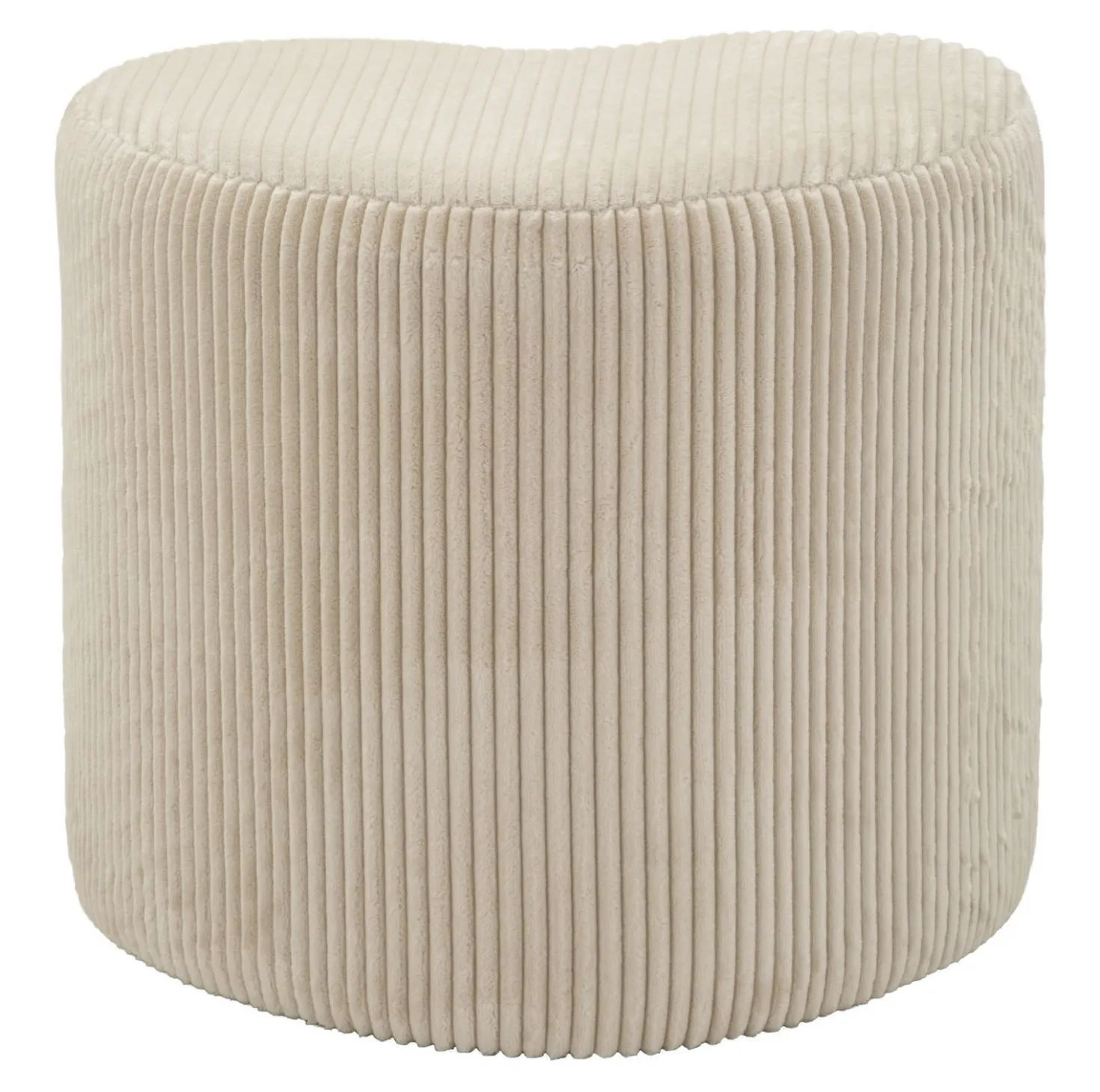 Pouf cœur Dublin Tissu plissé Crème