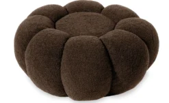 Pouf design fleur Arielina Tissu bouclette Marron