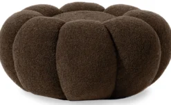 Pouf design fleur Arielina Tissu bouclette Marron