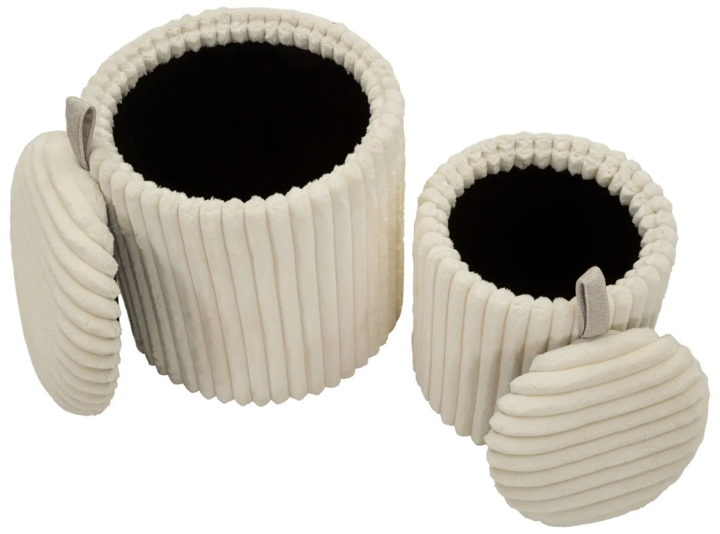 Poufs Gothenburg 2 pièces Cylindriques Tissu Crème