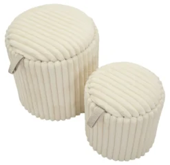Poufs Gothenburg 2 pièces Cylindriques Tissu Crème