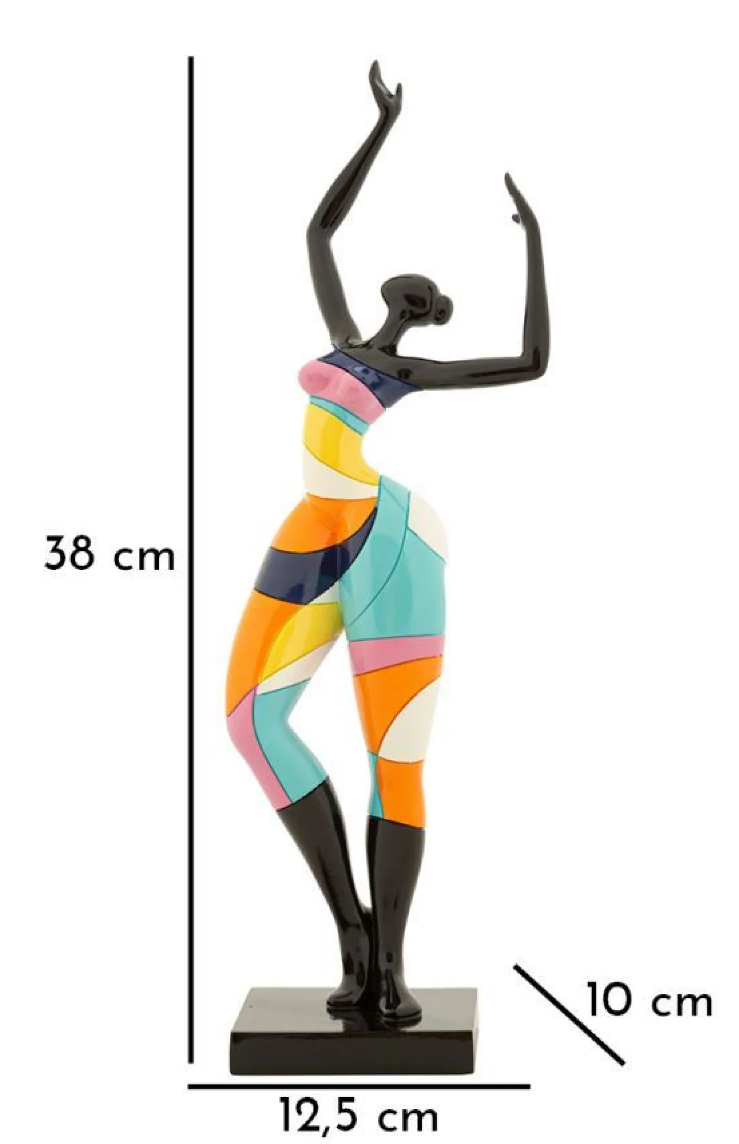 Sculpture Danseuse finition multicolore socle Noir en polyrésine