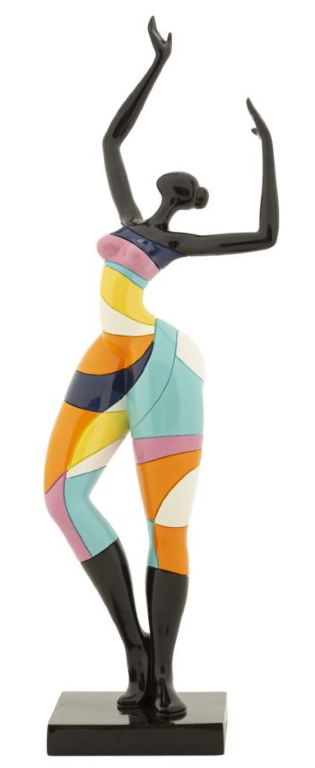 Sculpture Danseuse finition multicolore socle Noir en polyrésine