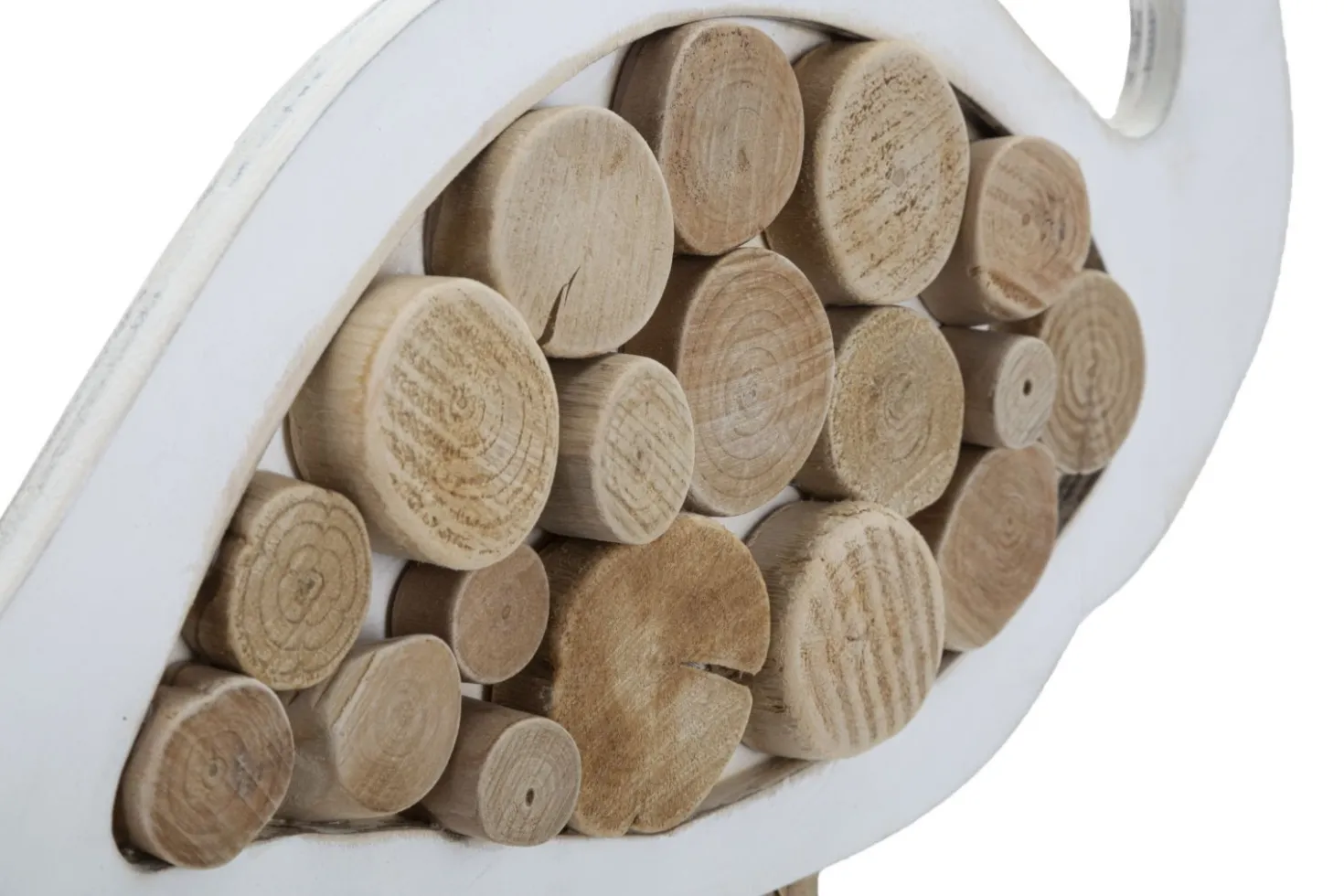 Sculpture Flamant en bois massif et M.D.F. blanc