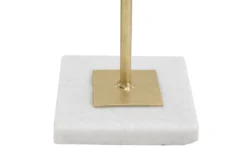 Sculpture géométrique métal doré base marbre blanc