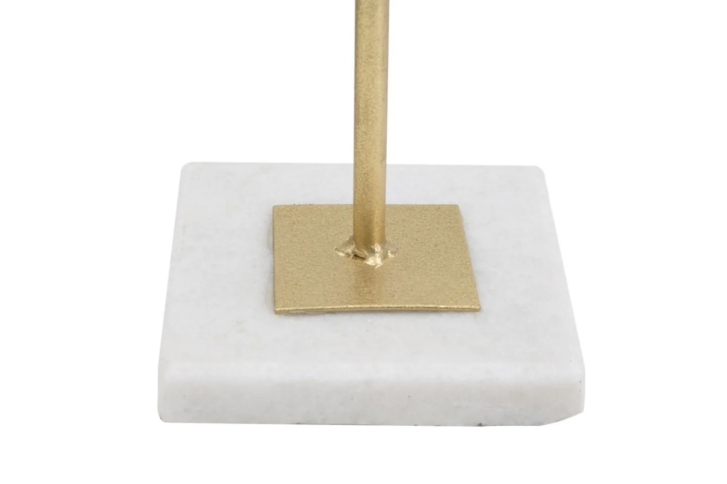Sculpture géométrique métal doré base marbre blanc