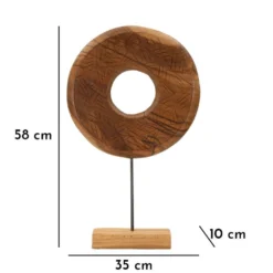 Sculpture ronde Teck recyclé motifs irréguliers