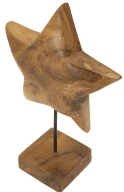 Sculpture étoile Teck recyclé marron