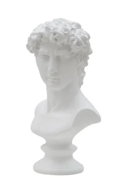 Sculpture tête d'homme en polyrésine blanche
