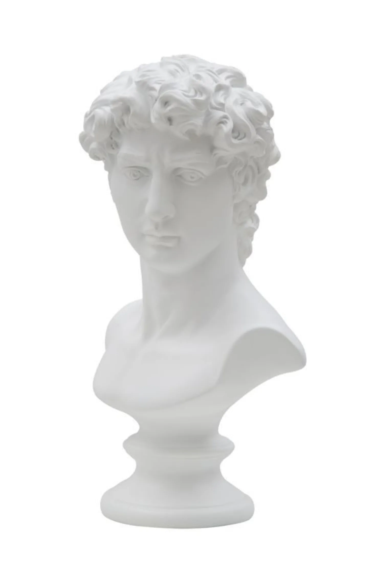 Sculpture tête d'homme en polyrésine blanche