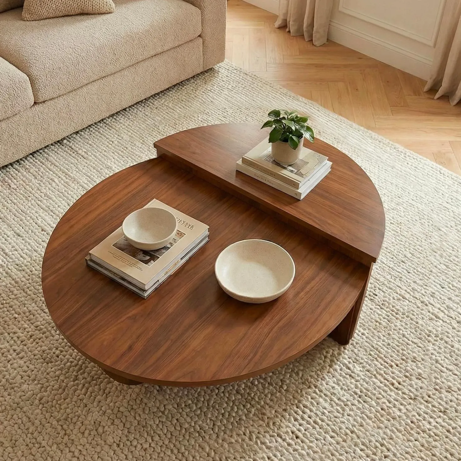 Set de 2 tables basses design Glowik Bois Noisette