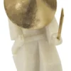 Statue de samouraï Quarzy Polyrésine et Métal Blanc Chapeau doré Épée