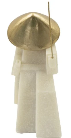 Statue de samouraï Quarzy Polyrésine et Métal Blanc Chapeau doré Épée