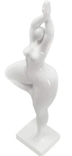 Statue Femme Yoga Polyrésine Blanche