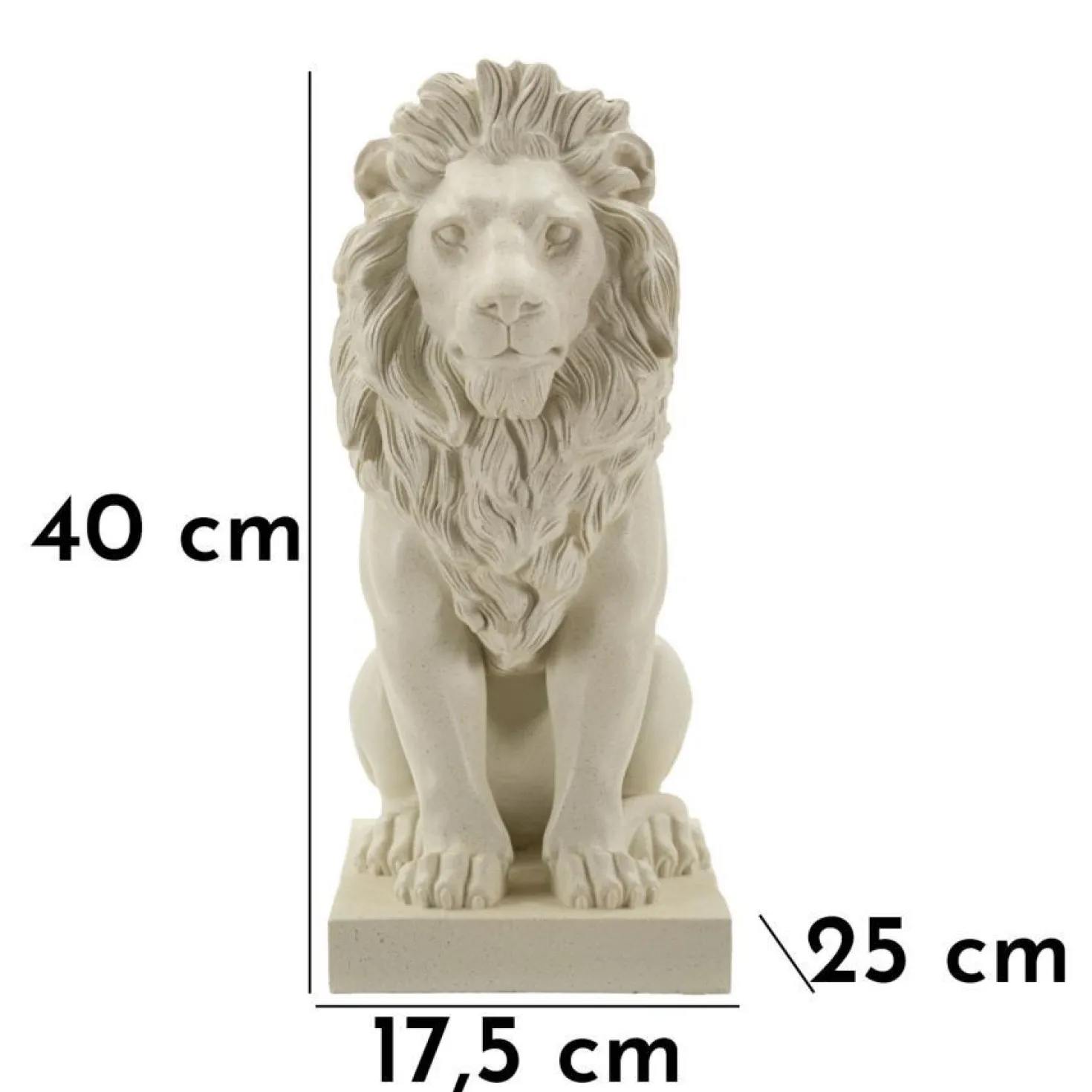 Statue Lion Leone Stons en Résine Beige
