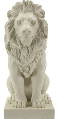 Statue Lion Leone Stons en Résine Beige