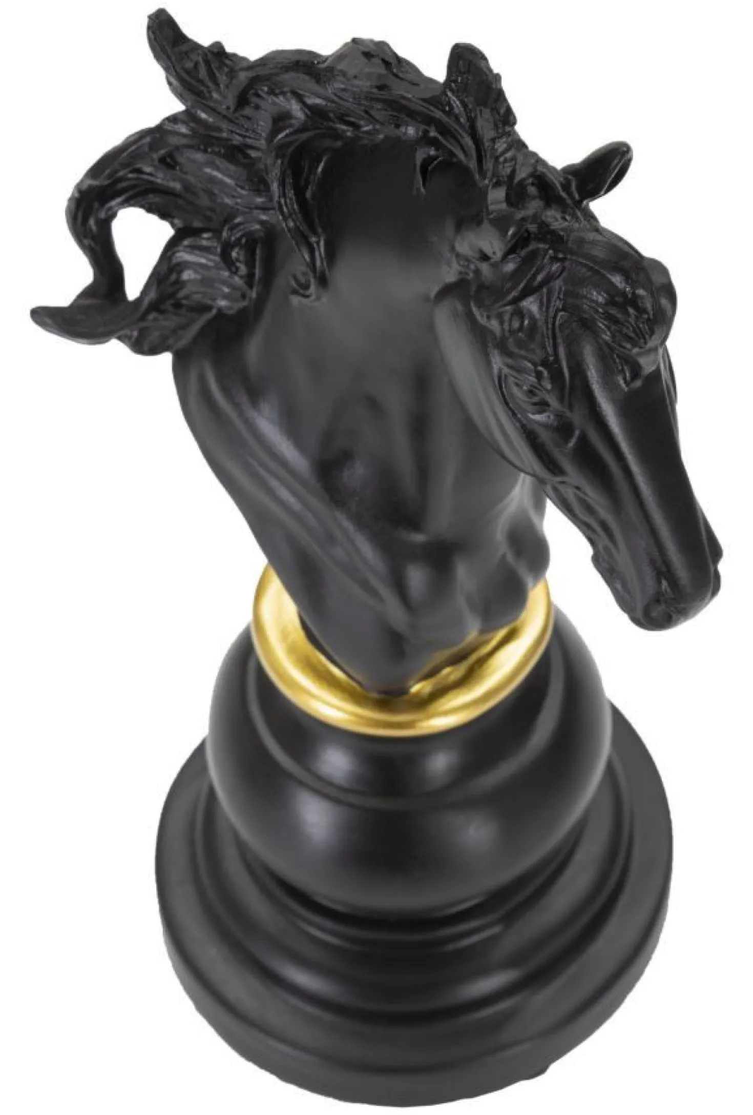 Statuette Design Cavalier Noir et Or Polyrésine