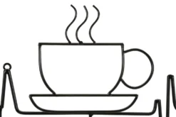 Support mural métal Noir tasse fumante cœur