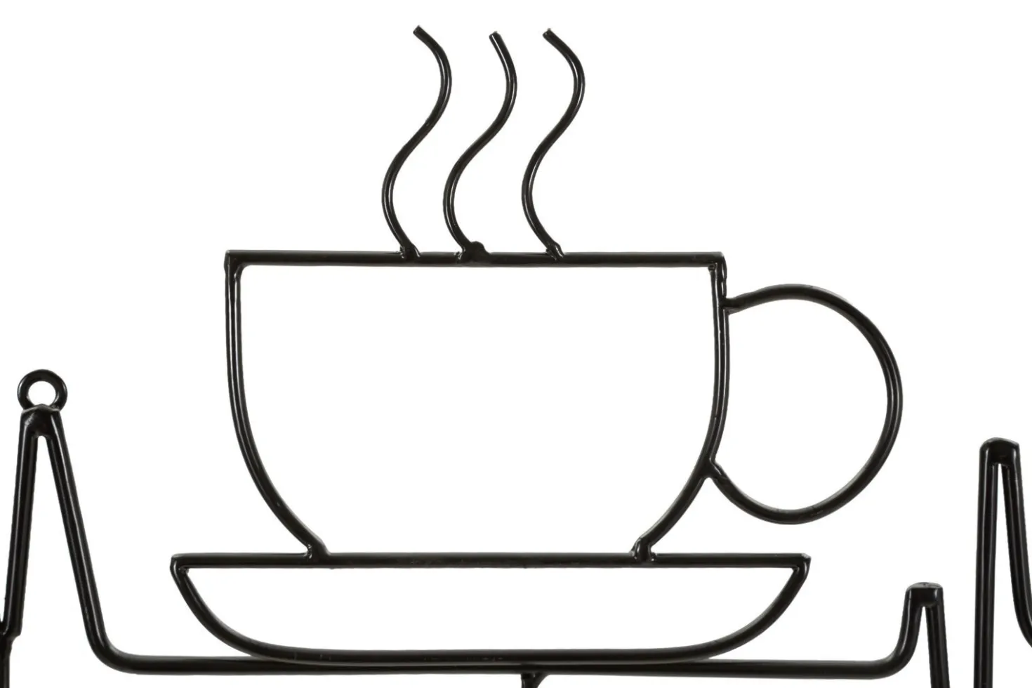 Support mural métal Noir tasse fumante cœur