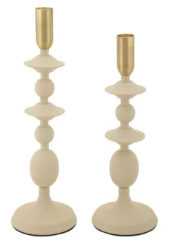 Supports de bougie Gemini Crème ensemble 2 pcs