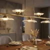 Suspension Emily 5 lumières métal doré et verre transparent