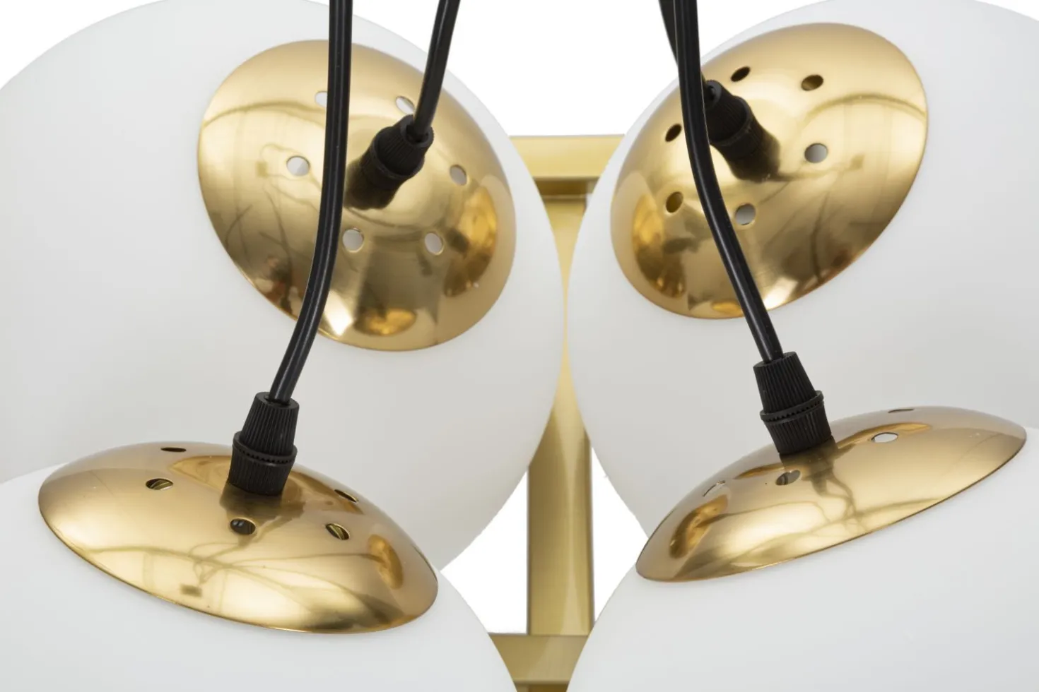Suspension géométrique JAPON métal doré et verre blanc