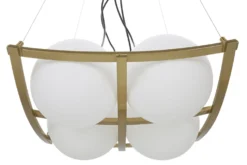 Suspension géométrique JAPON métal doré et verre blanc