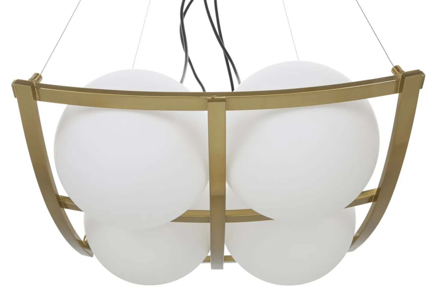 Suspension géométrique JAPON métal doré et verre blanc