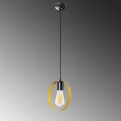 Suspension 1 lampe 1 anneau Annulis Métal Or et Noir