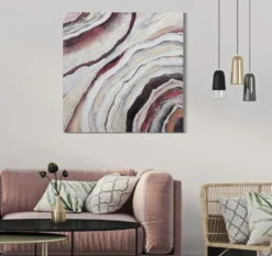 Tableau abstrait encadré en bois massif multicolore