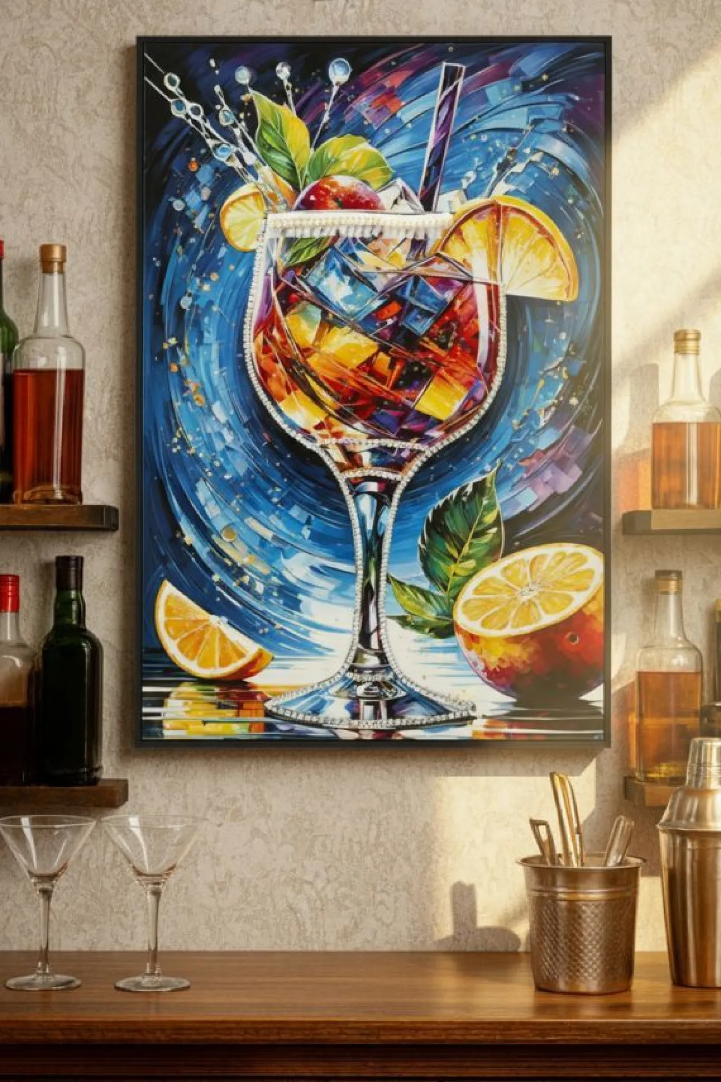 Tableau Cocktail Laqué avec Cadre