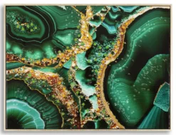 Tableau Laquared en toile avec cadre bois et métal doré applications en relief