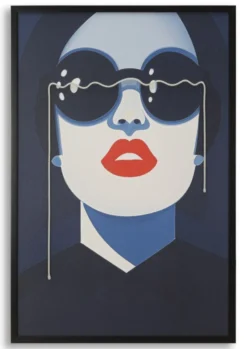 Tableau LED Cécille femme pop rouge et bleu