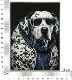 Tableau mural Chien Dalmatien encadré Bois massif et Métal argenté