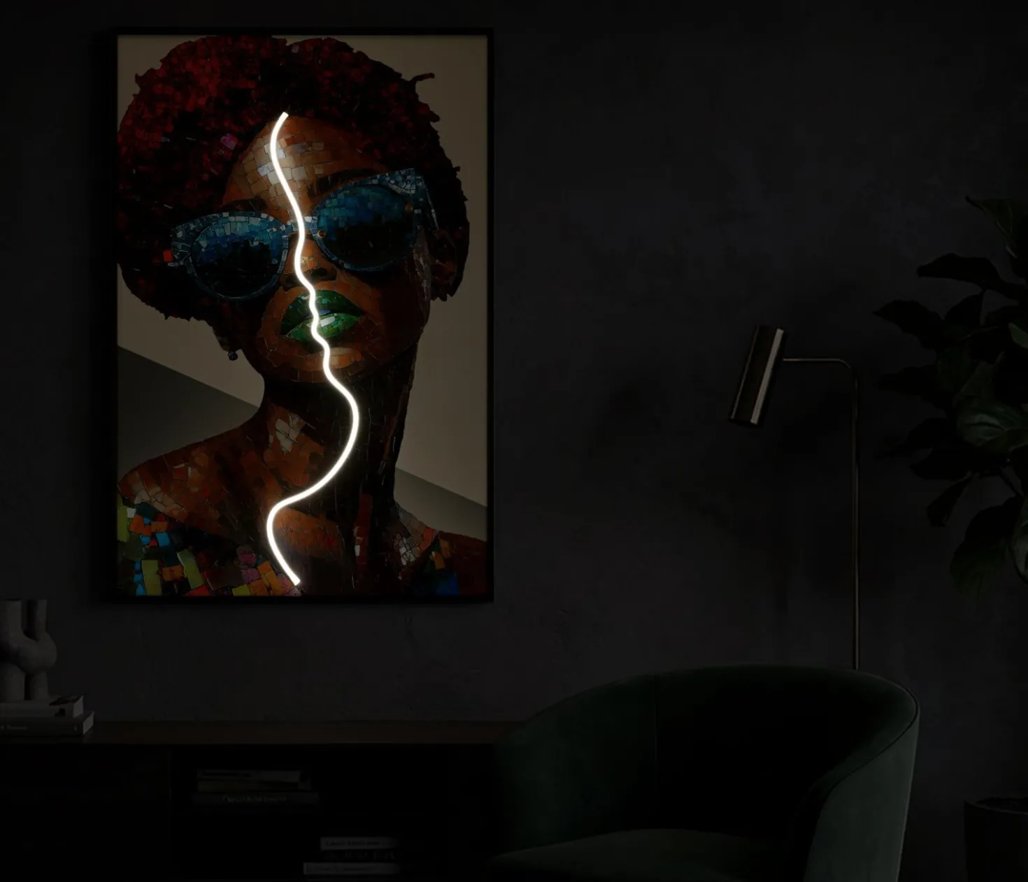 Tableau mural 3D LED Afro Multi-couleurs