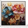 Tableau mural fleurs multicolores toile cadre bois et métal noir