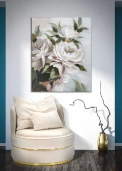 Tableau mural floral fait main en bois massif tons pastel