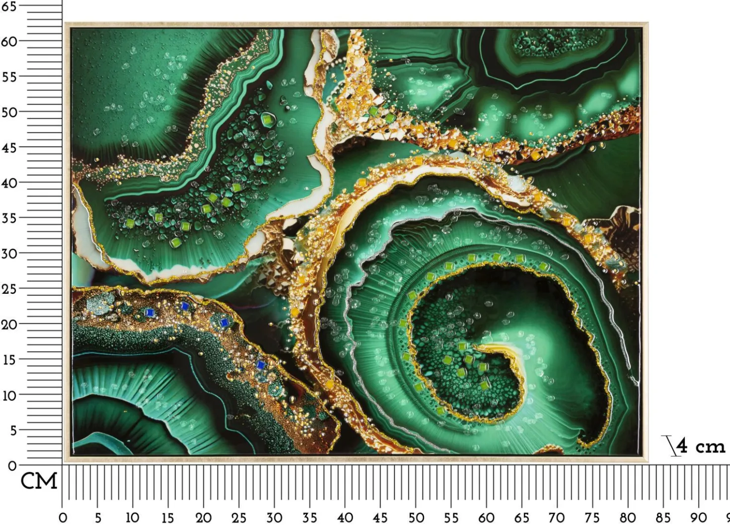Tableau mural Laquared applications en relief cadre bois et métal doré
