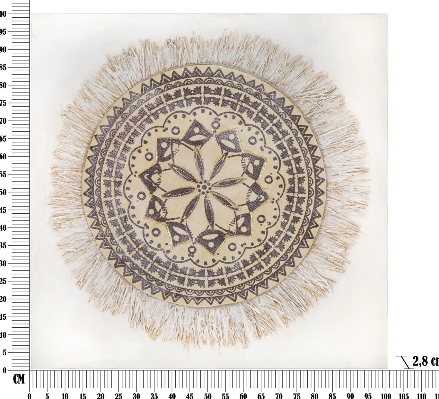 Tableau mural Malind Motifs géométriques Décorations en relief Bois massif Marron