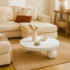 Table basse contemporaine design rond Bonnie L100cm texture minérale Blanc
