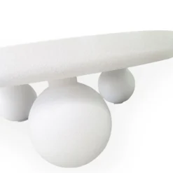 Table basse contemporaine design rond Bonnie L100cm texture minérale Blanc
