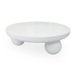 Table basse contemporaine design rond Bonnie L100cm texture minérale Blanc