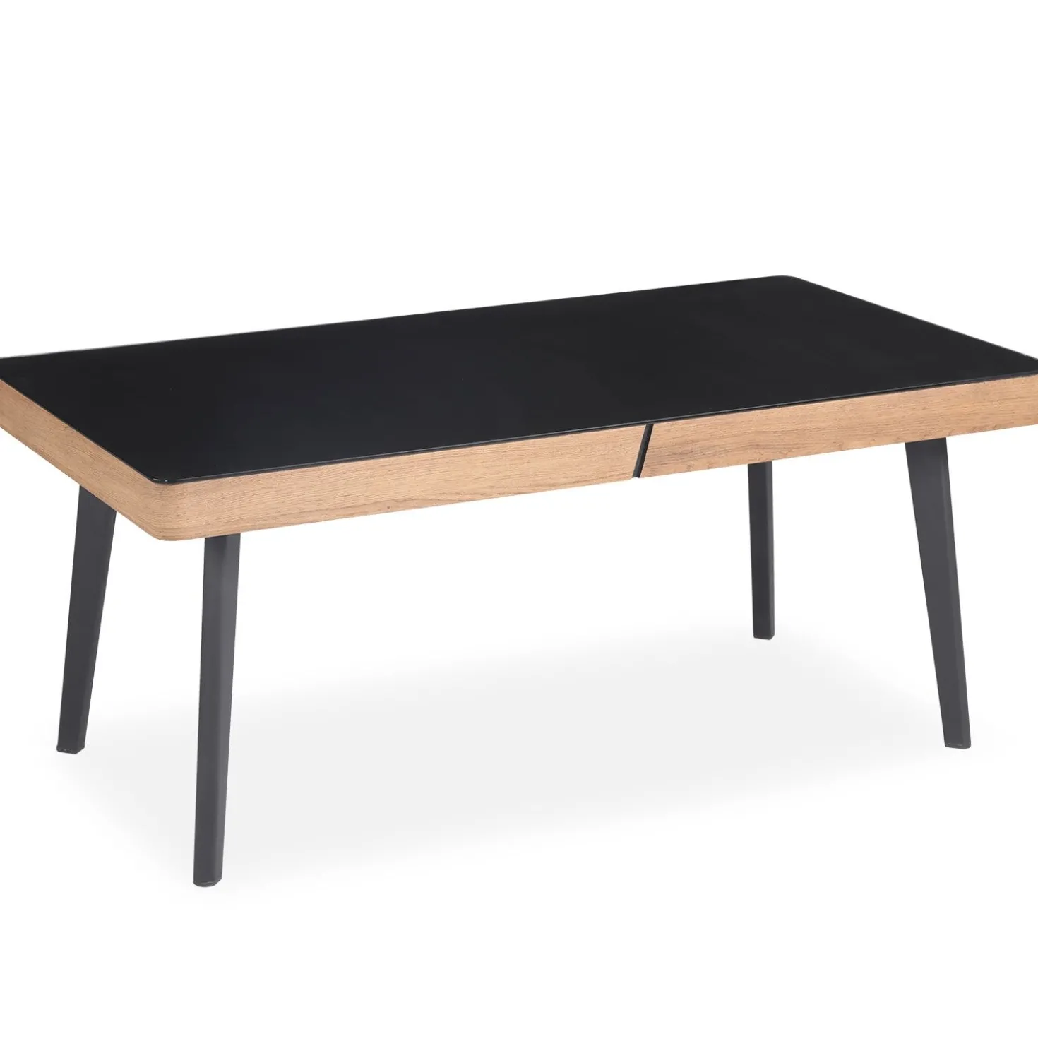 Table basse en bois Darcy avec plateau en Verre Noir