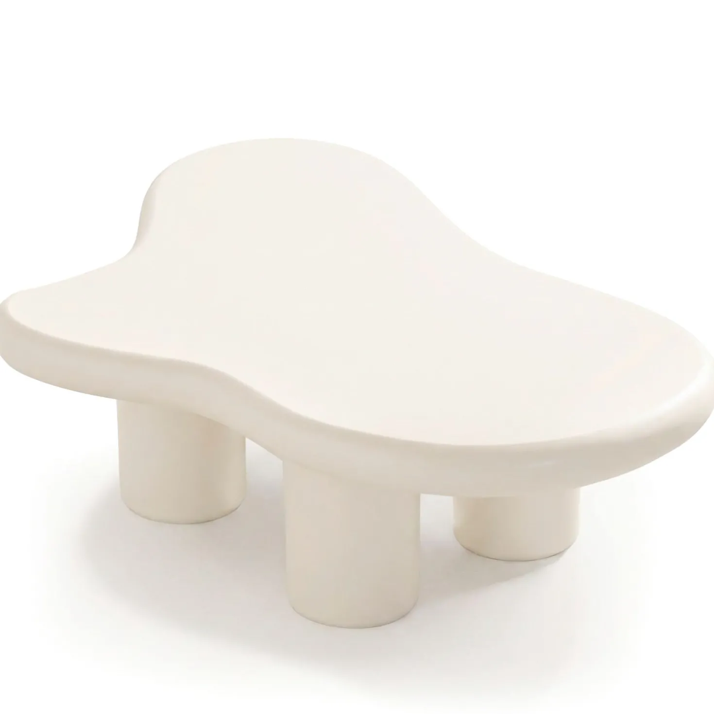 Table basse forme courbes naturelles Valdo 69x100cm Crème