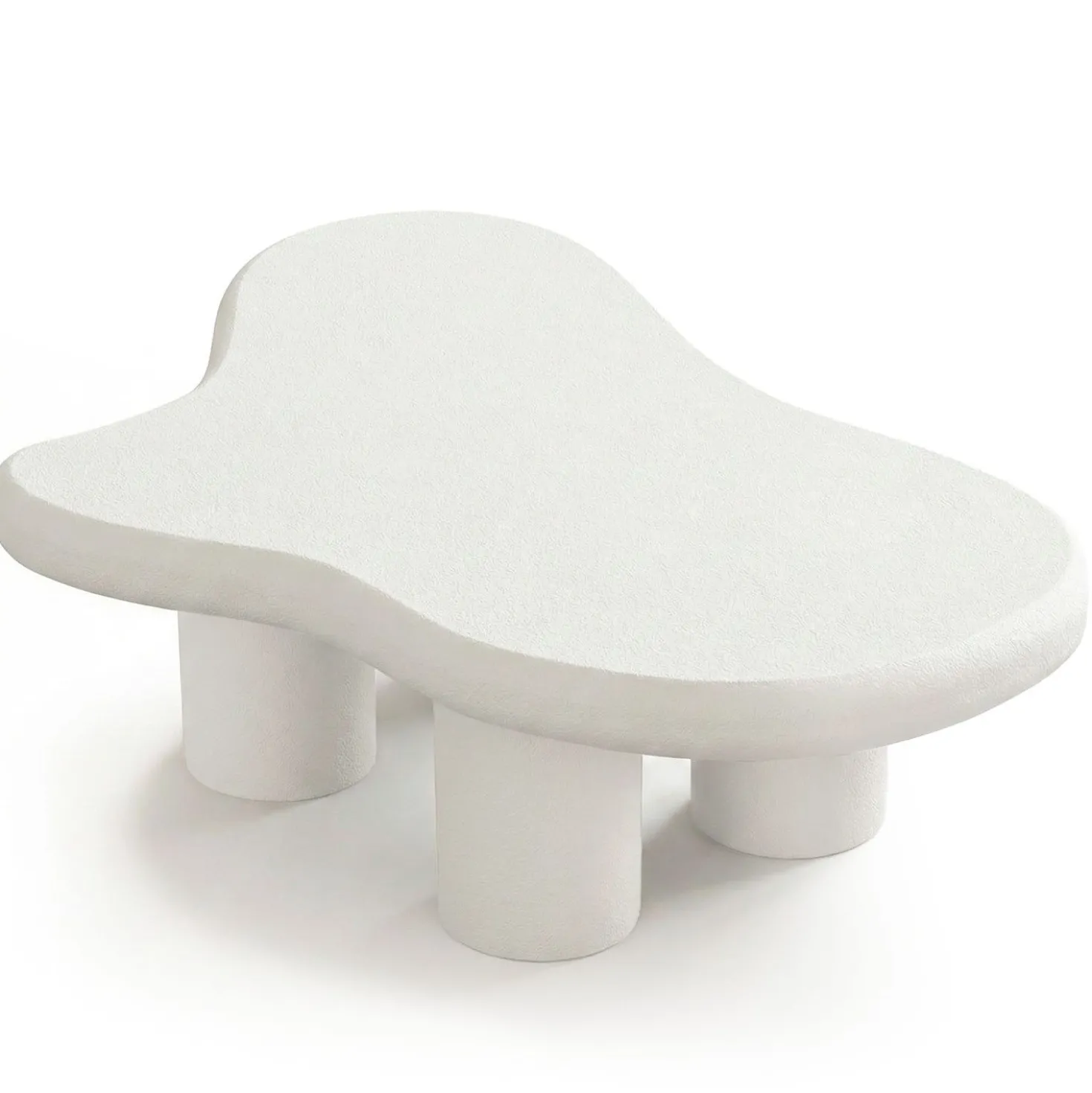 Table basse forme courbes naturelles Valdo 69x100cm Blanc texturé