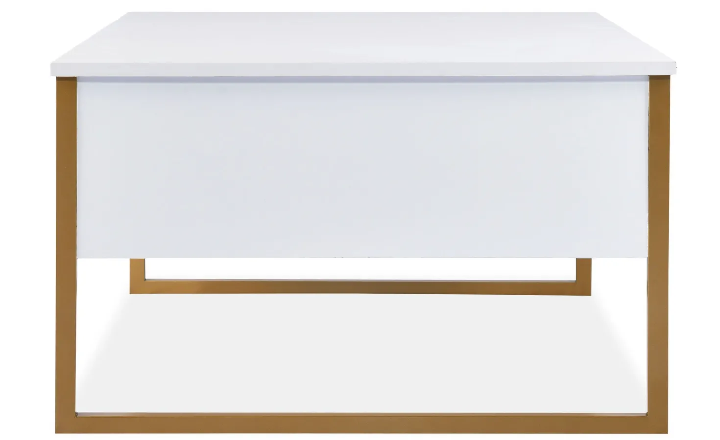 Table basse moderne Valmain 60x90cm Blanc et Métal Or