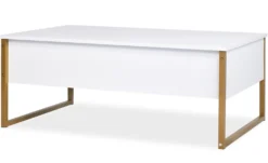 Table basse moderne Valmain 60x90cm Blanc et Métal Or