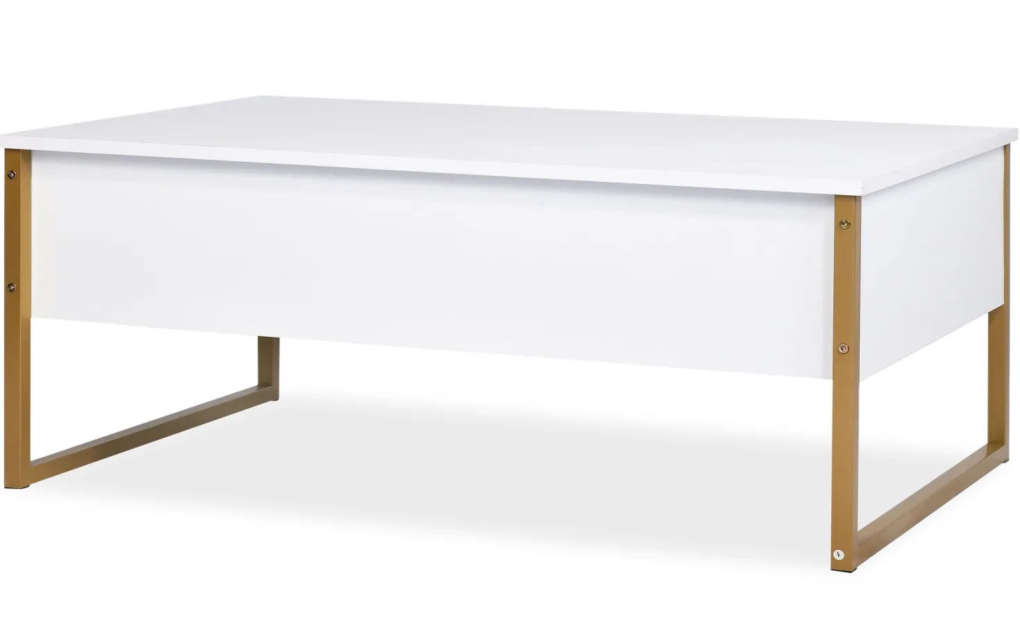 Table basse moderne Valmain 60x90cm Blanc et Métal Or