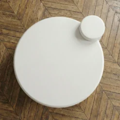Table basse ronde asymétrique 100cm Yang Crème